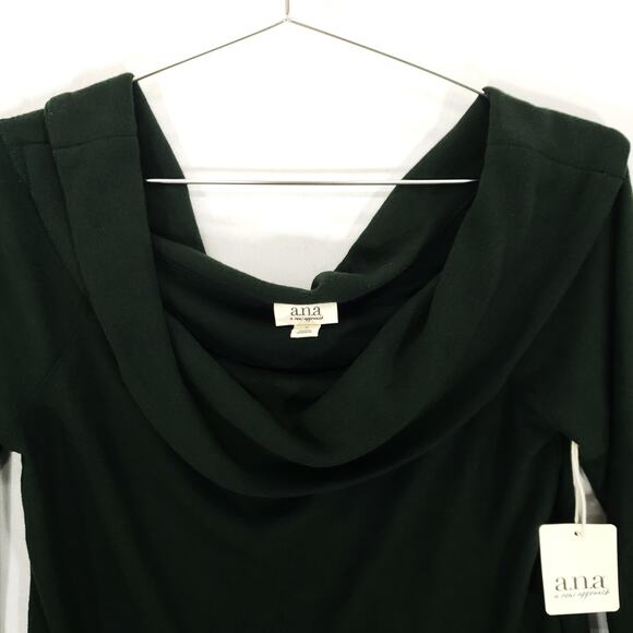 Ana Shirt Womens Small Green Long Sleeve Cowl Neck Off The Shoulder Casual Top - Picture 2 of 6